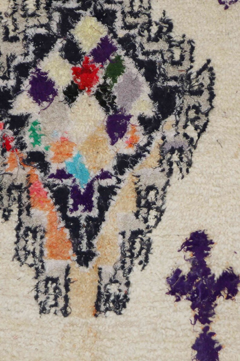 5x8 feet Vintage Azilal Rugs Beige Purple Red Bohemian Eclectic Abstract Medium vintage berber carpet Mixed Wool /& Cotton
