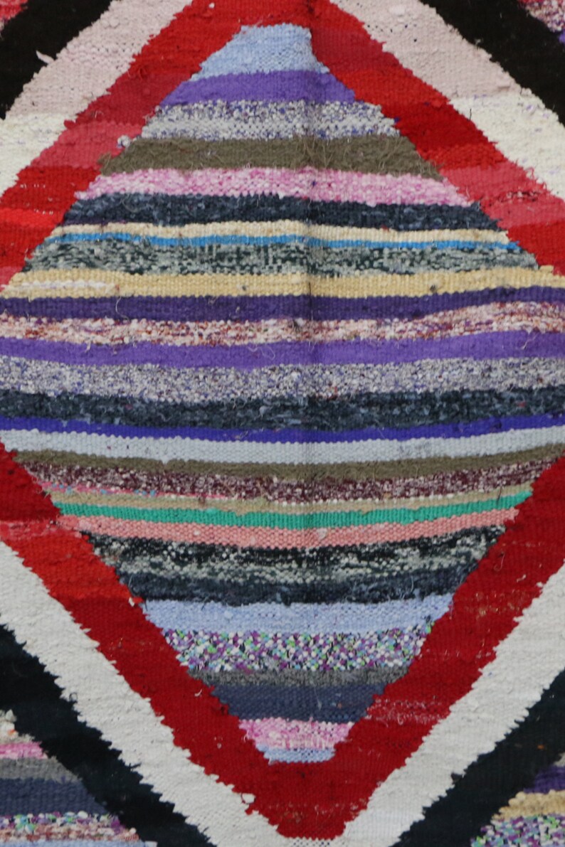 3x7 Kilim Boucherouite Boho Recycled Eco Carpet Colorful Kilim Rug Marrokanishe Teppiche Tapis Kilim Marocain Neuf Ethnic Chic Style Design