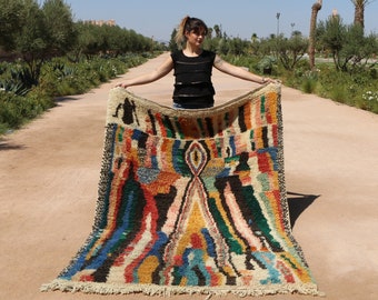 Colorful moroccan rug - Customized berber carpet - Boho and abstract wool rug - multicolor custom wool rug - Handmade Colorful Rug