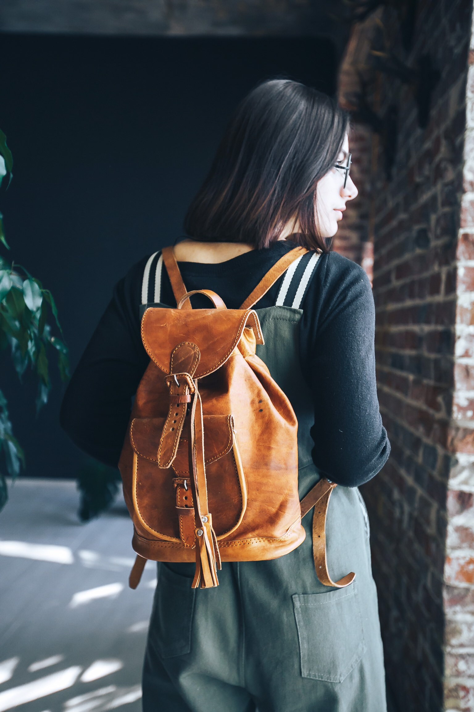 Leather backpack Brown leather backpack Travel backpack Small | Etsy