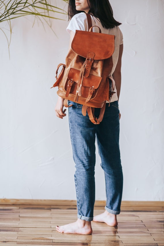 Mexican Leather Backpack Brown Leather 