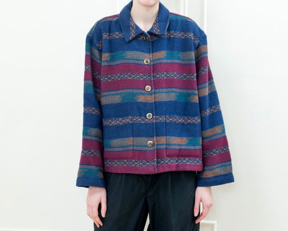 80s multicolor southwestern striped jacket | boxy… - image 1