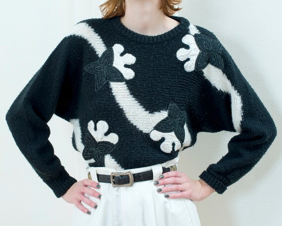 80s carducci graphic sweater | black and white gr… - image 5