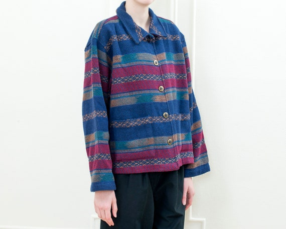 80s multicolor southwestern striped jacket | boxy… - image 3