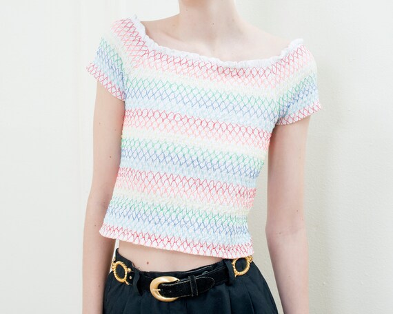 rainbow smocked top