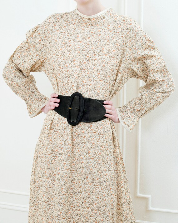 70s beige floral puff sleeve peasant maxi dress |… - image 7