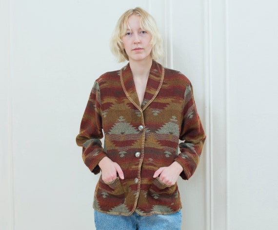 80s brown navajo blanket jacket medium | south wes