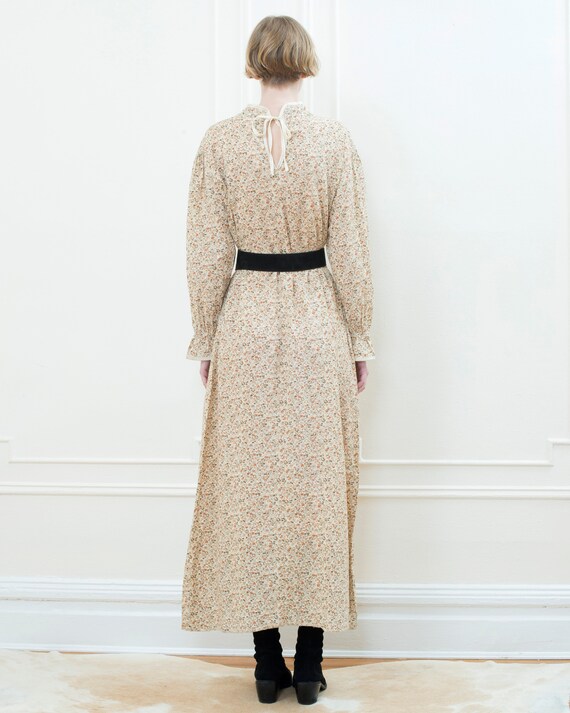 70s beige floral puff sleeve peasant maxi dress |… - image 5