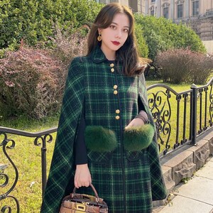 Plaid cape coat hotsell