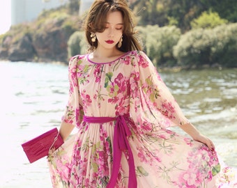 【I AM MARI】Atyu Pink Flower Shirring Chiffon One Piece il_340x270.4020135102_ehds.jpg