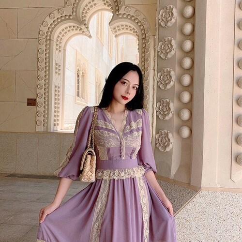 Vintage Inspired Lace Dress: Retro Palace Style, Pearl Chiffon - Etsy