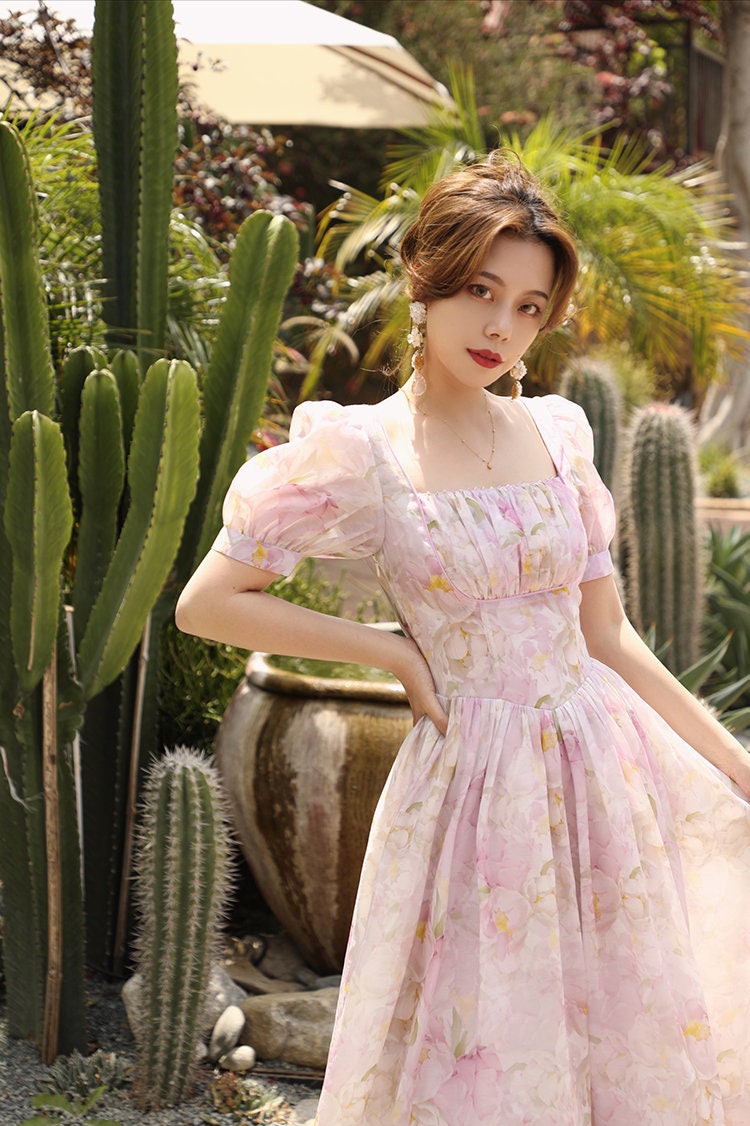 Mr. Water New York Summer Pastel Pink Flower Dress. Organza