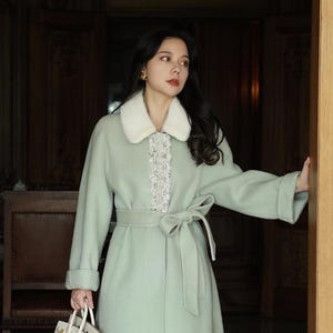 Merino Wool Winter Double Faced Hand Made Coat, Beadings.