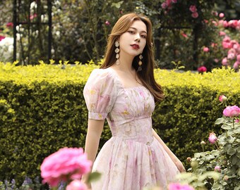Mr. Water New York Summer Pastel Pink Flower Dress. Organza