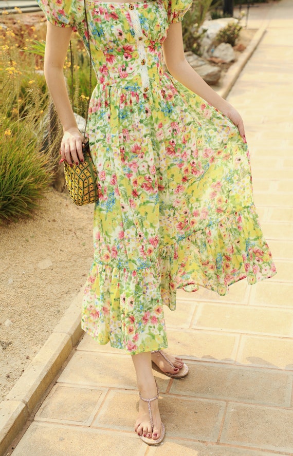[ロウ クラシック] LOW CLASSIC SHEER FLORAL LAYERED DRESS☆☆ CUPSHE Women's Maxi Dresses Sleeveless Smocked Summer