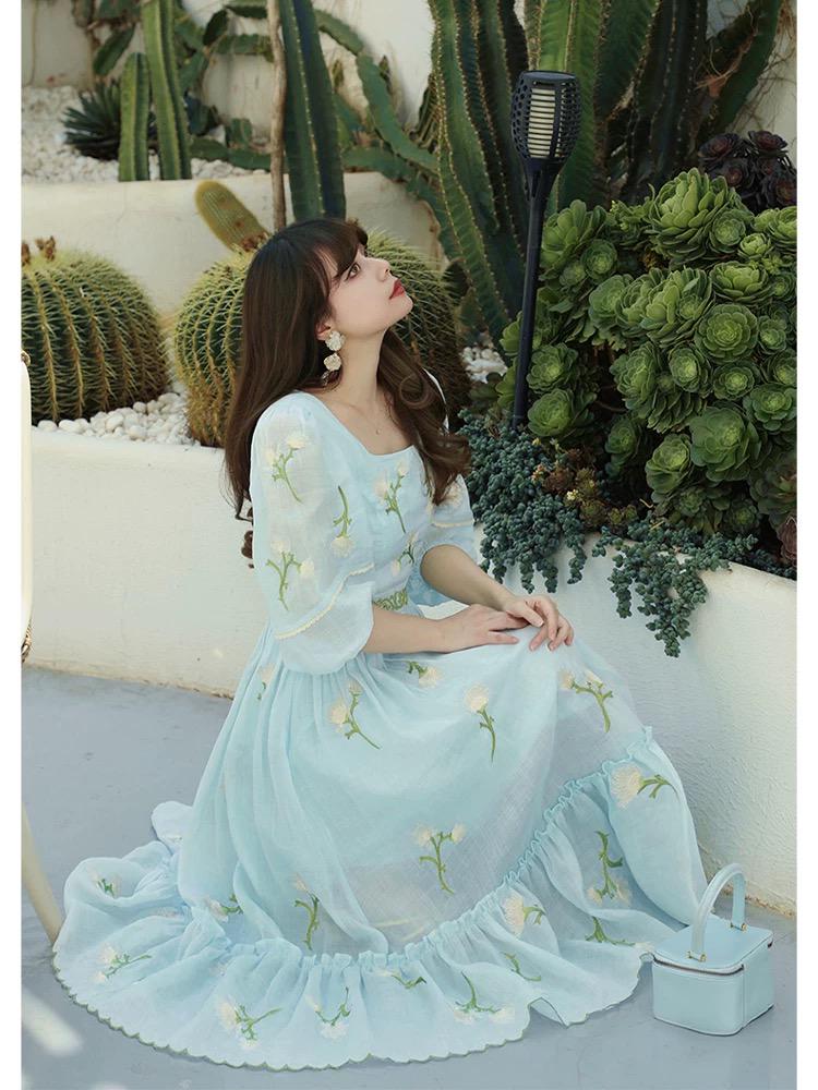 [SOMEWHERE BUTTER]★24FW★韓国人気★Vintage Flower Dress SOMEWHERE BUTTER]☆24FW☆韓国人気☆Vintage Flower Dress