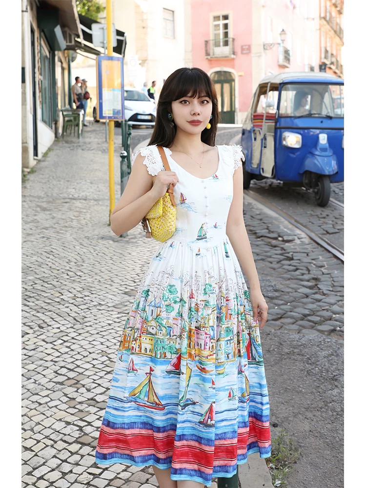 linen dress girls Mayoral Lace Ruffle Summer Dress