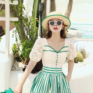 Mr. Water New York Two Piece Set Retro Style Summer Dress. Cotton and Lace.