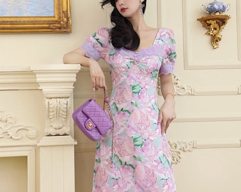 100% Silk Summer Dress. Sleeve or Sleeveless. Water Soluble Lace.