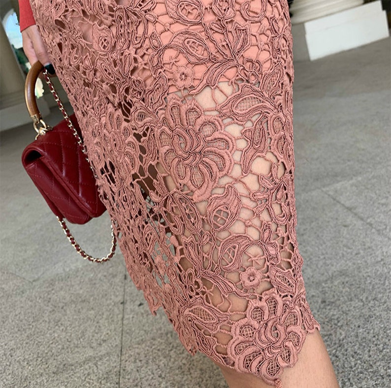 Mr RedPink. Lace Flower High Waist Skirt Water Retro Style Lace Skirt