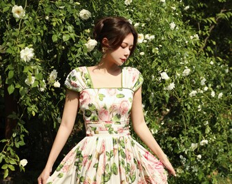 Discontinued---vintage Rose Print Dress - Recycled Polyester Discontinued---vintage Rose Print Dress - Recycled Polyester