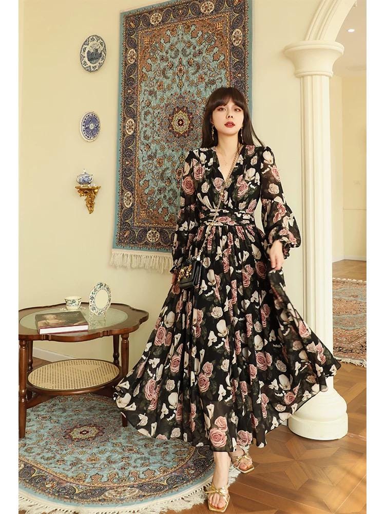 ★韓国人気★I AM MARI★RATOE SHIRRING ROUND LONG DRESS Charo Ruiz Spiana Long Dress | Marina St Barth