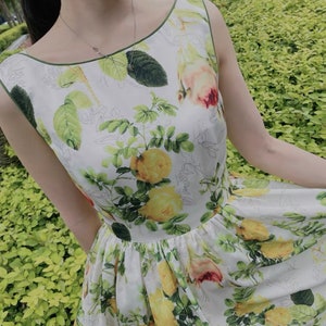 Mr. Water New York Summer Secret Garden Dress. Flower Printed by Japanese Designer. Women's Unique Dress image 9