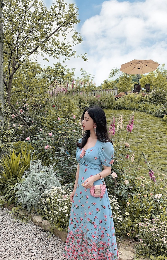 Mulberry Silk Maxi Dress: Floral Print Summer Dress Mulberry Silk Maxi Dress: Floral Print Summer Dress
