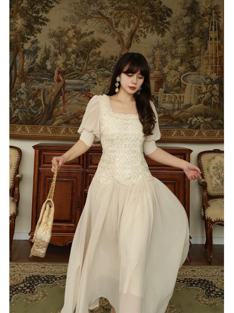 off the shoulder beaded chiffon midi dress Lady Black Tie - Briar Gown - Beaded Off The Shoulder Mermaid Dress main image 1