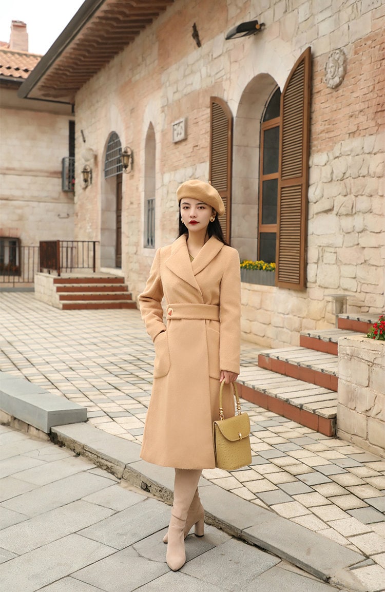fitted camel coat