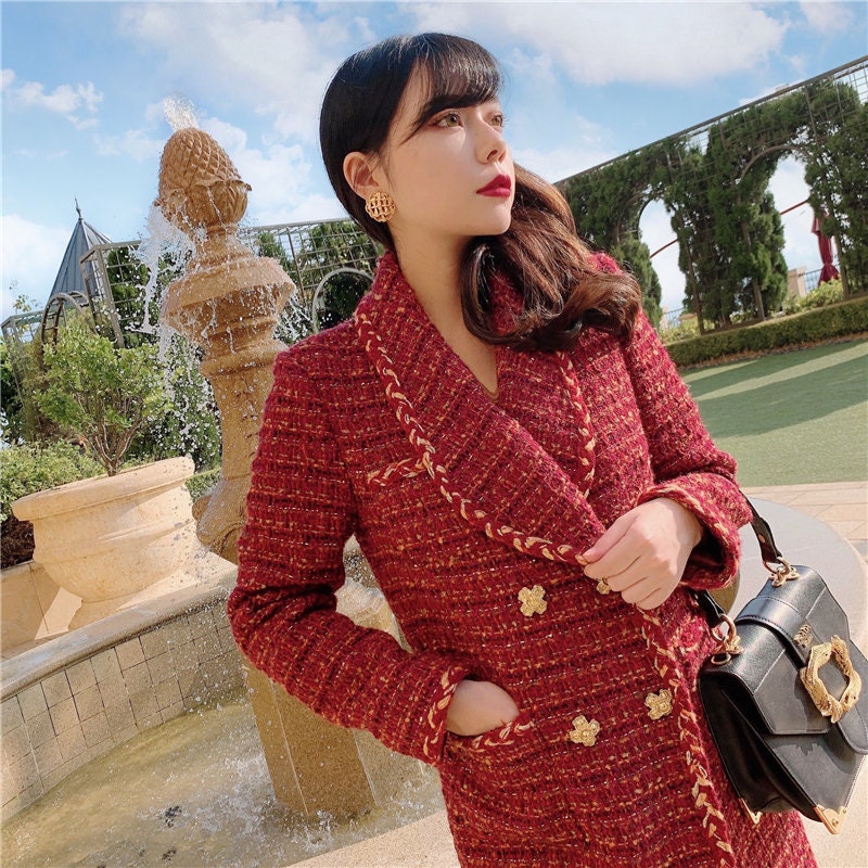 ジャケット・アウター herliptoLoop Yarn Tweed Belted Down Coat herlipto Loop Yarn Tweed Belted DownCoat