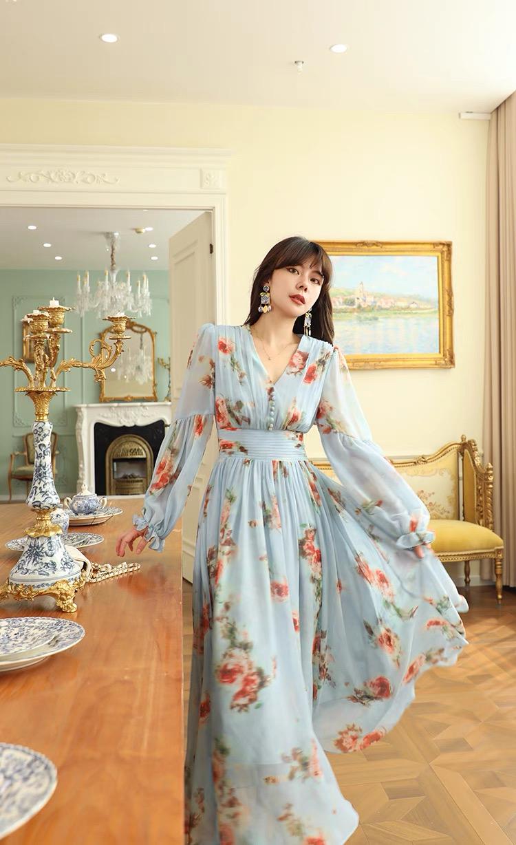 white christmas dresses Baltic Born Womens Kearny Ruffle Maxi Dress | Blush + Vintage Floral main image 0