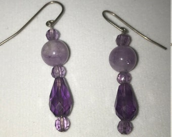 Handmade purple glass drop Earrings