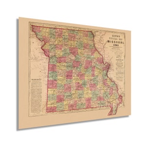 1861 State of Missouri Map - Vintage Map of Missouri Wall Art - Map of Missouri Poster - Civil War Map - Missouri Wall Decor