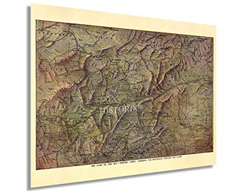 1917 Western North Carolina Map - Old Map of Land of the Sky - History Map of Blue Ridge and Great Smoky Mountains Asheville NC Wall Art