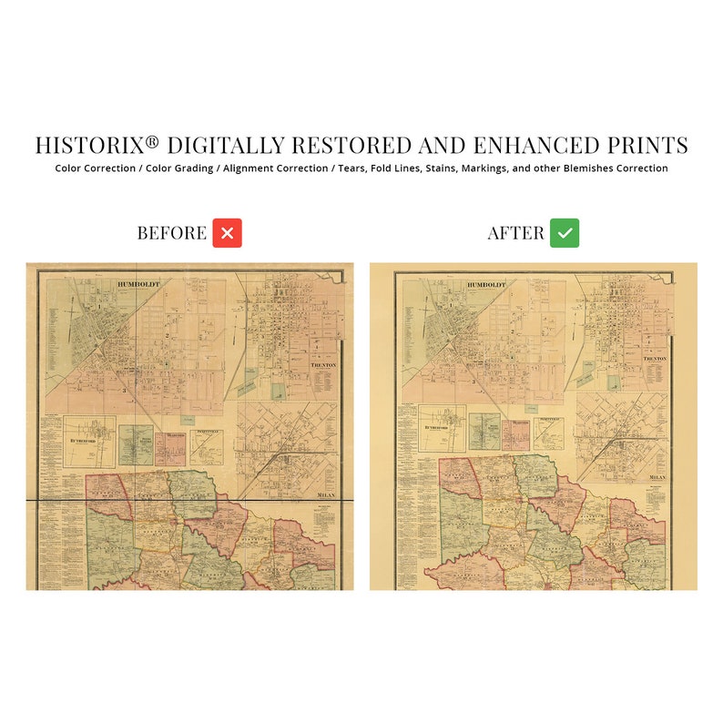 1877 Gibson County Tennessee Map Old Map of Gibson County Humboldt TN
