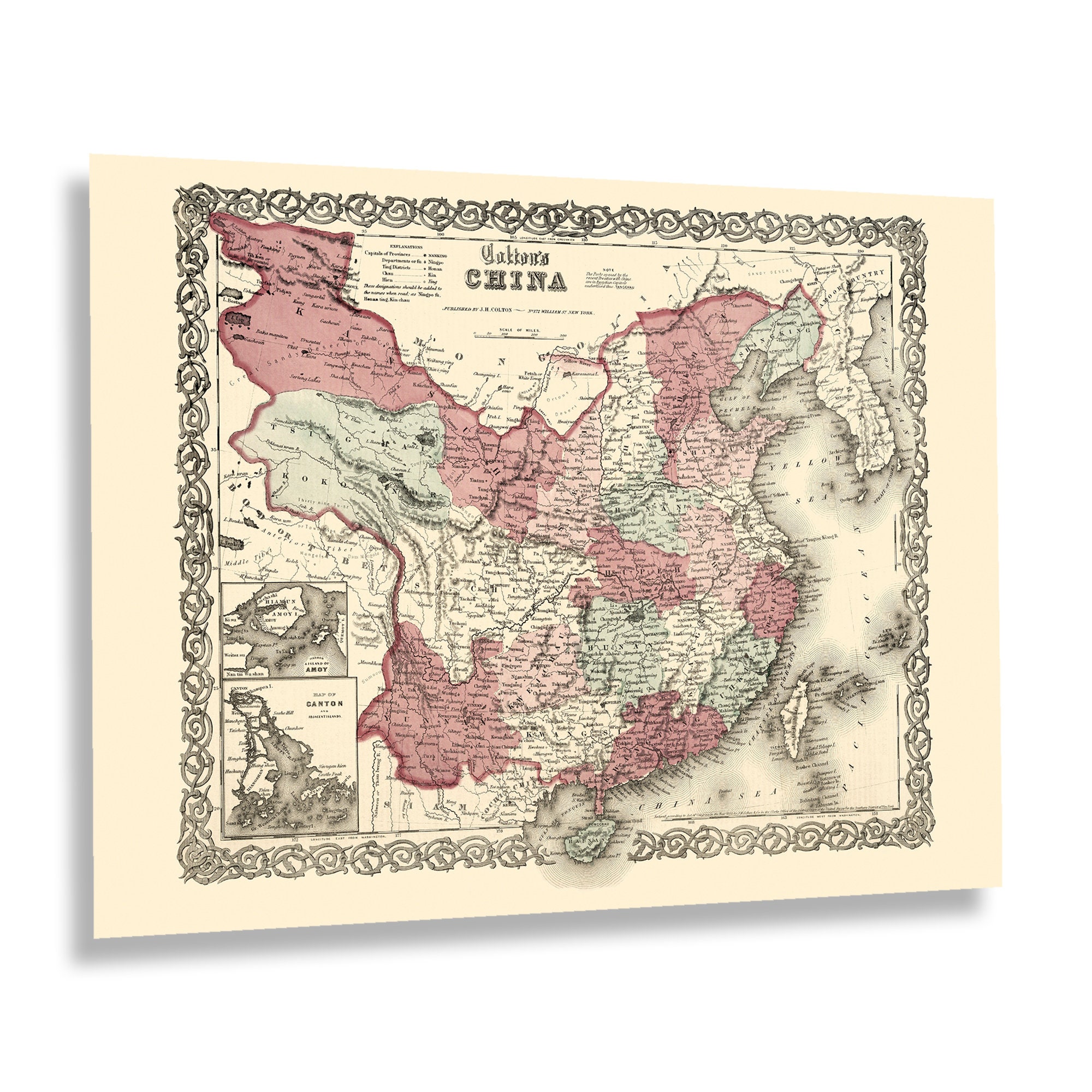 HISTORIX Vintage 1865 China Map Poster Print Colton's Vintage Map of