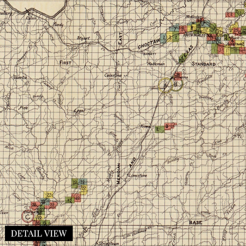 1900 Choctaw Nation Indian Territory Map Vintage Map of Etsy