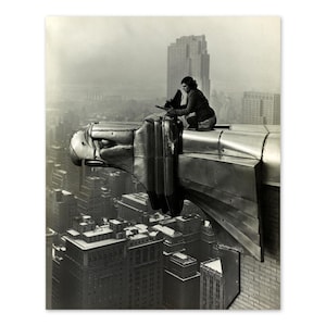 1930 Margaret Bourke-White Photo Print - Old Photo of Margaret Burke White Atop Chrysler Building New York City Poster