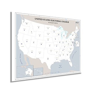 2024 Updated United States Electoral College Votes by State Map Poster - Presidential Election Electoral College Poster