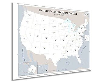 Affiche mise à jour des votes des collèges électoraux des États-Unis pour 2024 par carte d'État - Poster du collège électoral pour l'élection présidentielle