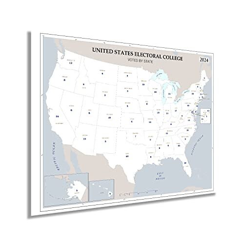 2024 Updated United States Electoral College Votes by State Map Poster