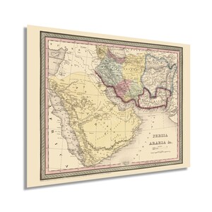 1852 Persia and Arabia Map - Map of Middle East - History Map of Persia Arabia Wall Art - Old Middle East Map Wall Art Poster Print