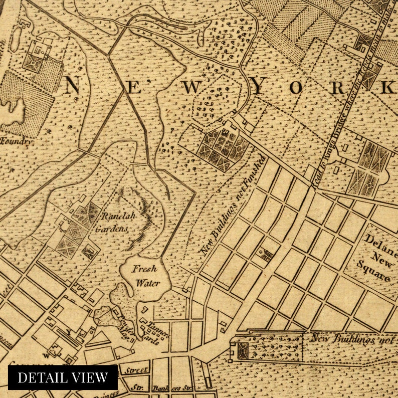1776 Plan of New York City Map Print NYC Vintage Map Wall | Etsy