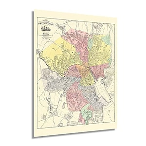 1899 Map of Providence Rhode Island - Vintage Providence Map - Bird&#39;s Eye View Old Map of Providence - History Map of Providence RI Wall Art