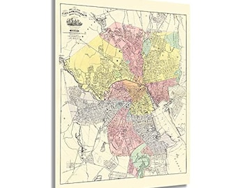 1899 Map of Providence Rhode Island - Vintage Providence Map - Bird's Eye View Old Map of Providence - History Map of Providence RI Wall Art