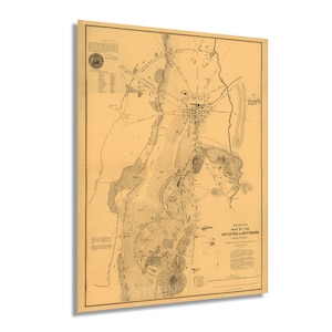 1863 Gettysburg Pennsylvania Map - Gettysburg Pennsylvania Vintage Map - Battle of Gettysburg Map - Gettysburg Civil War Battlefield Map