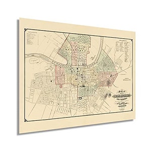 1877 Nashville Tennessee Map - Vintage Nashville Map Art - History Map of Nashville TN - Old Nashville City Map and Vicinity Wall Art Poster