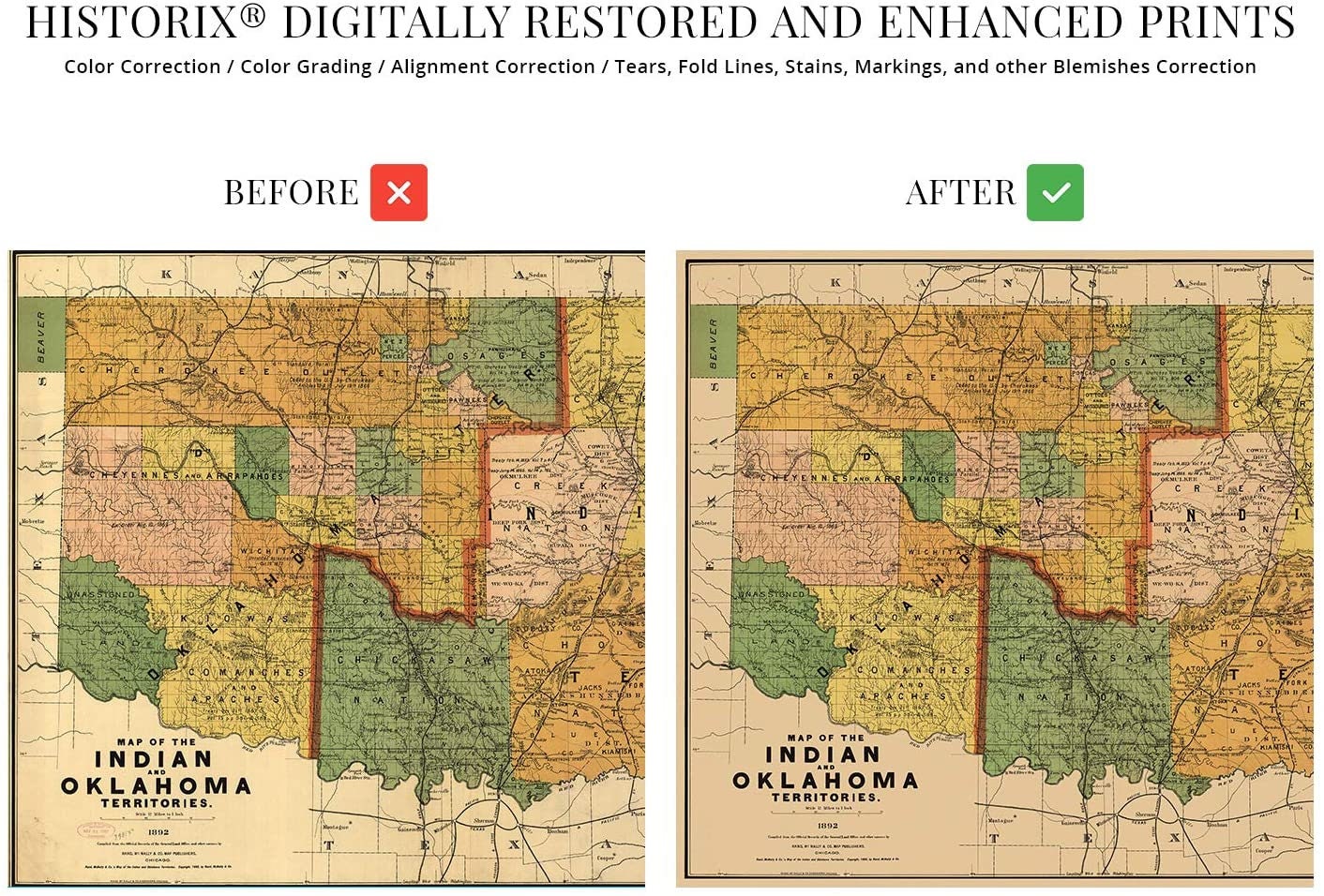 Old Map Of Oklahoma Indian Territory 1892 Vintage Maps Kurdistan.: