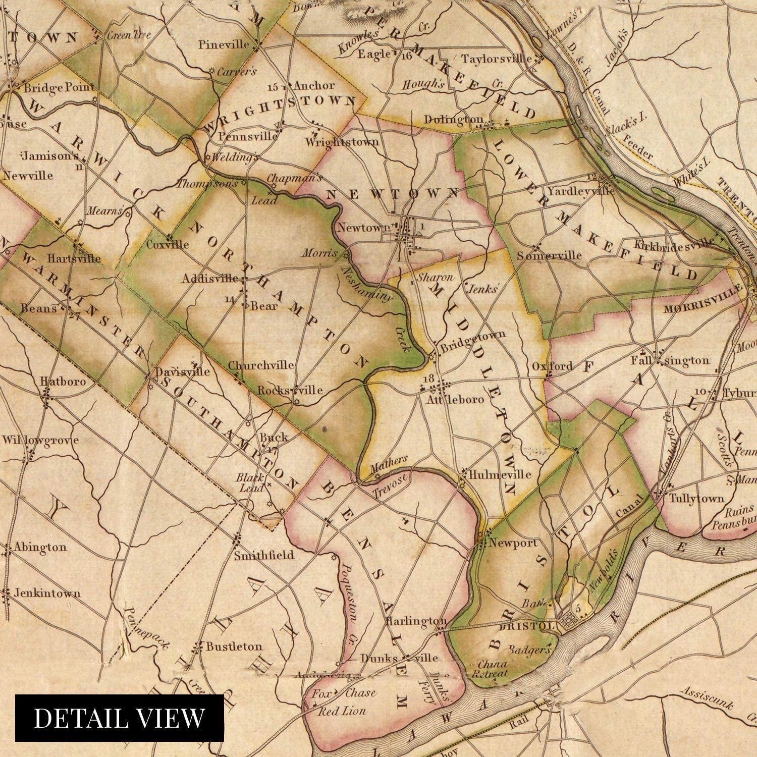 1831 Map of Bucks County Pennsylvania Vintage Map of Bucks Etsy